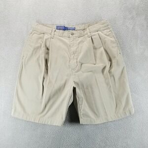 Pendleton Shorts Mens 38 Beige Khaki Pleated Chino 8" Inseam Casual Summer